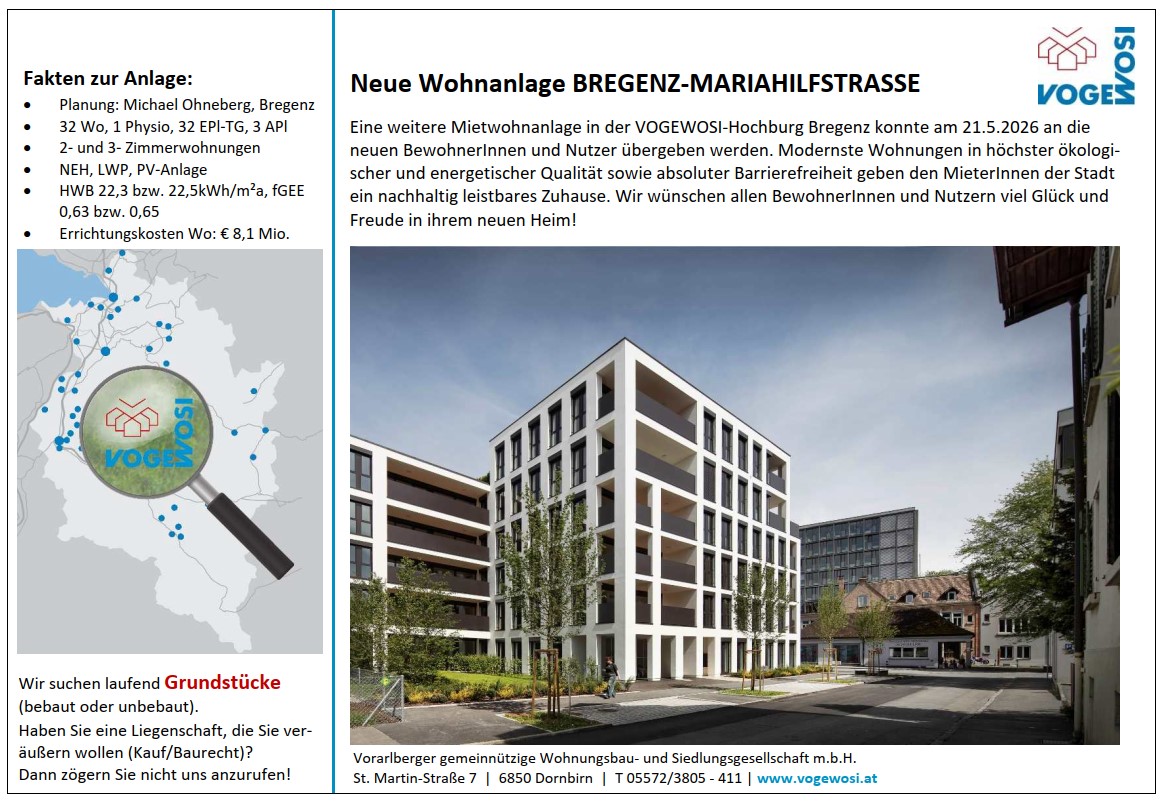 Neue Wohnanlage: BREGENZ - MARIAHILFSTRASSE