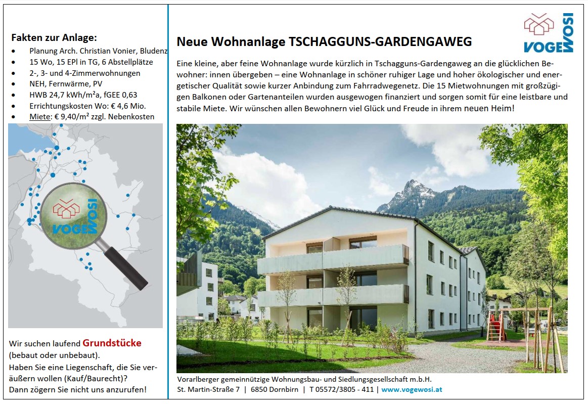 Neue Wohnanlage: TSCHAGGUNS - GARDENGAWEG